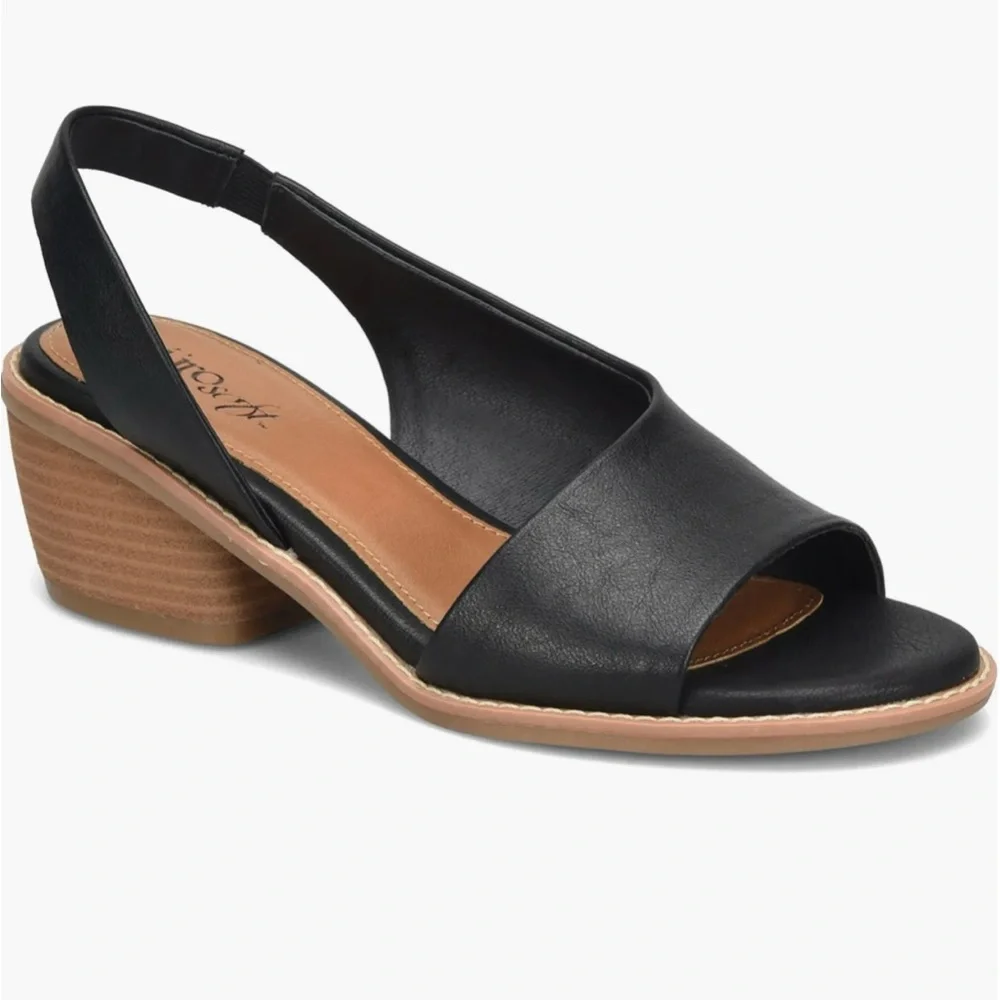 EUROSOFT Cadwell Slingback Women Black Sandals, Block heel, size 6.5